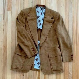 Vintage 60s-70s André Brooke Equestrian-Style Tan Wool Blazer